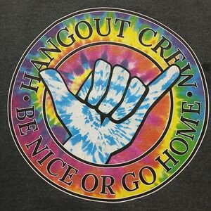 Tye Die Custom Hang Out Crew Sweater Grey Size Large Multi Color